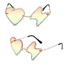 Rimless Cute Sunglasses Love Heart Lightning Glasses