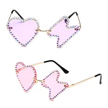 Rimless Cute Sunglasses Love Heart Lightning Glasses