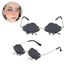 Rimless Cute Sunglasses Women Trendy Vintage Clouds Lightning Shaped Sunglasses men's Cloud Tassel Glasses