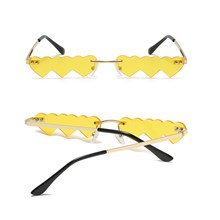 Rimless Cute Sunglasses Yellow Heart Glasses