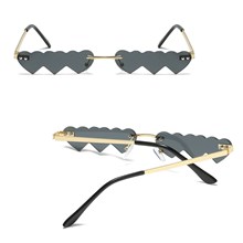 Rimless Cute Sunglasses Black Heart Glasses