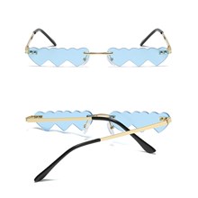 Rimless Cute Sunglasses Blue Heart Glasses