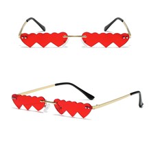 Rimless Cute Sunglasses Red Heart Glasses