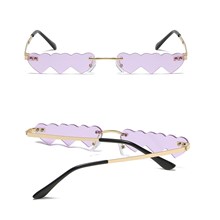 Rimless Cute Sunglasses Purple Heart Glasses