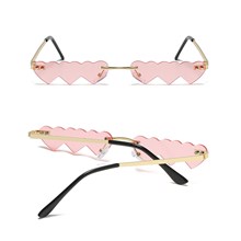Rimless Cute Sunglasses Pink Heart Glasses