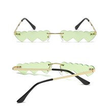 Rimless Cute Sunglasses Green Heart Glasses