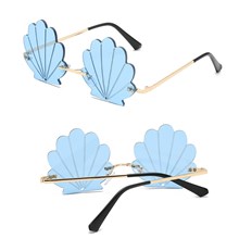 Fashion Sunglasses Shell Shaped Eyeglasses Rimless Wave Sunglasses for Kids Adults Party Glasses