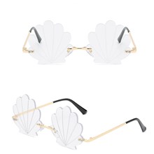Fashion Sunglasses Shell Shaped Eyeglasses Rimless Wave Sunglasses for Kids Adults Party Glasses