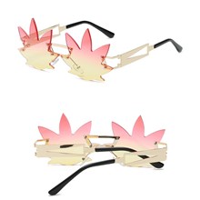 Fashion Maple Leaf Sunglasses Eyeglasses Rimless Sunglasses for Kids Adults Party Glasses
