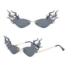 Fire Flame Sunglasses Halloween Flame Rimless Sunglasses Flame Shape Narrow Glasses 