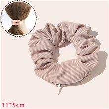 Fashion Pink Hair Scrunchie With Zipper Pocket Hair Tie