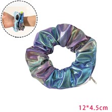 Fashion Laser Hair Scrunchie With Zipper Pocket Hair Tie