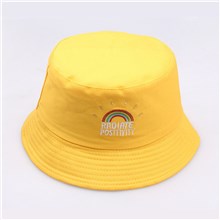 Fashion Rainbow Embroidered Yellow Bucket Hat Beach Fisherman Hat