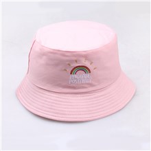 Fashion Rainbow Embroidered Pink Bucket Hat Beach Fisherman Hat