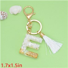 Fashion Acrylic Alphabet Initial Letter Keychain Key Ring, Tassel Charm Keychain