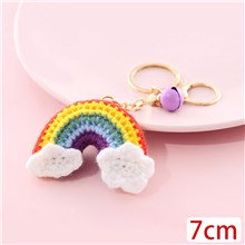 Cute Rainbow Hand Made Wool Pendant Keychain Key Ring