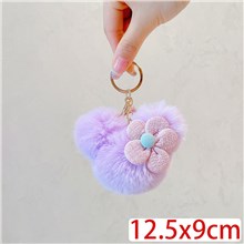 Fashion Bear Pom Pom Keychain Key Ring