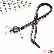 Colour Bling Crystal Diamond ID Lanyard ID Badge Holder Keychain With Retractable Badge Reel
