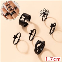 Fashion Butterfly Star Black Alloy Rings Set Jewelry Accessories
