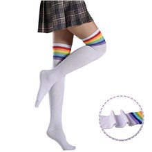White Rainbow Long Boot Stockings Over Knee Thigh Sock