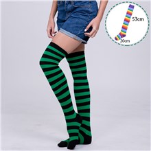 Womens Green Stripe Long Boot Stockings Over Knee Thigh Sock