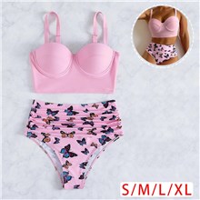Butterfly Print Women's Sexy Triangle Bathing Two Pieces Swimsuit Bikini Set
