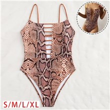Snake Print Women's Sexy One Piece Bathing Suits Swimsuit