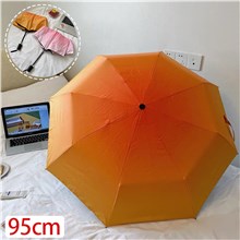 Girl Heart Orange Gradient Umbrella Rain Umbrella Vinyl Sun Umbrella Tri-Fold Umbrella