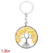 Tree of Life Keychain Natural Crystal Stone Handmade DIY Keychain Key Ring