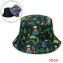 Dinosaur Black Bucket Hat Beach Fisherman Hats Travel Fisherman Cap