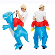 Blue Dinosaur Adult Inflatable Costume T-Rex Fancy Dress Halloween Blow up Costumes