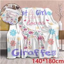 Cute Cartoon Giraffe Soft Flannel Blankets Gift for Kids
