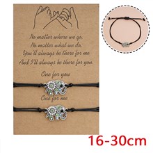 Elephant Adjustable Wrap Strand Rope Bracelet With Wish Card 