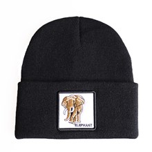 Elephant Black Knit Hat