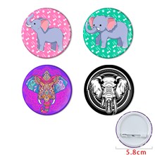 Elephant Buttons Pins Badges Set