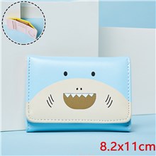 Cartoon Cute Shark Blue PU Wallet