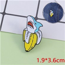 Funny Animal Banana Shark Enamel Pin Brooch Badge