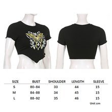 Butterfly Women Short Sleeve Crop Top Crew Neck T-Shirt Graphic Print Shirt