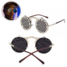Retro Round 80's Flip Up Steampunk Sunglasses Mirror Vintage Circle Sun Glasses Eyewear for Men Women