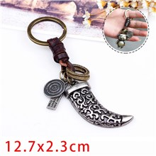 Viking Weapon Leather Alloy Keychain Punk Key Ring 