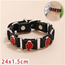 Punk Red Cloud Black Leather Bracelet Braided Wristband Rock Jewelry