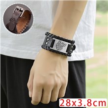 Wolf Leather Bracelet Wide Cuff Wristband Punk Rock Jewelry