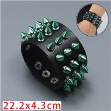 Punk Gothic Tine Spike Rivet Bracelets Leather Bangle Snap Button Wide Cuff Wristband 