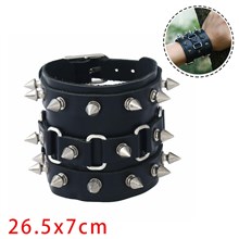 Men's Rivet Wide Cuff Wristband Punk Rock Motorbike Wide Leather Bracelet
