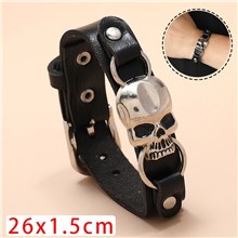 Skull Halloween Leather Bracelet Punk Rock Jewelry Wristband