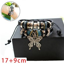 Punk Butterfly Bracelet Leather String Wristband Drawstring Rope Bracelet