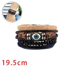 Punk Evil Eye Bracelets Leather String Wristband Drawstring Rope Bracelet
