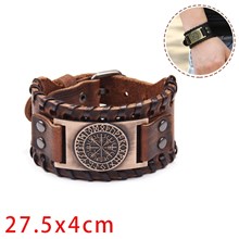 Punk Mens PU Leather Cuff Bracelet Wristbands Wide Cuff Leather Wrap Adjustable 