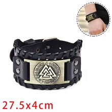 Punk Mens PU Leather Cuff Bracelet Viking Wristbands Wide Cuff Leather Wrap Adjustable 