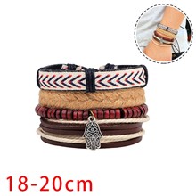 Punk Hamsa Hand Bracelets Leather String Wristband Drawstring Rope Bracelet